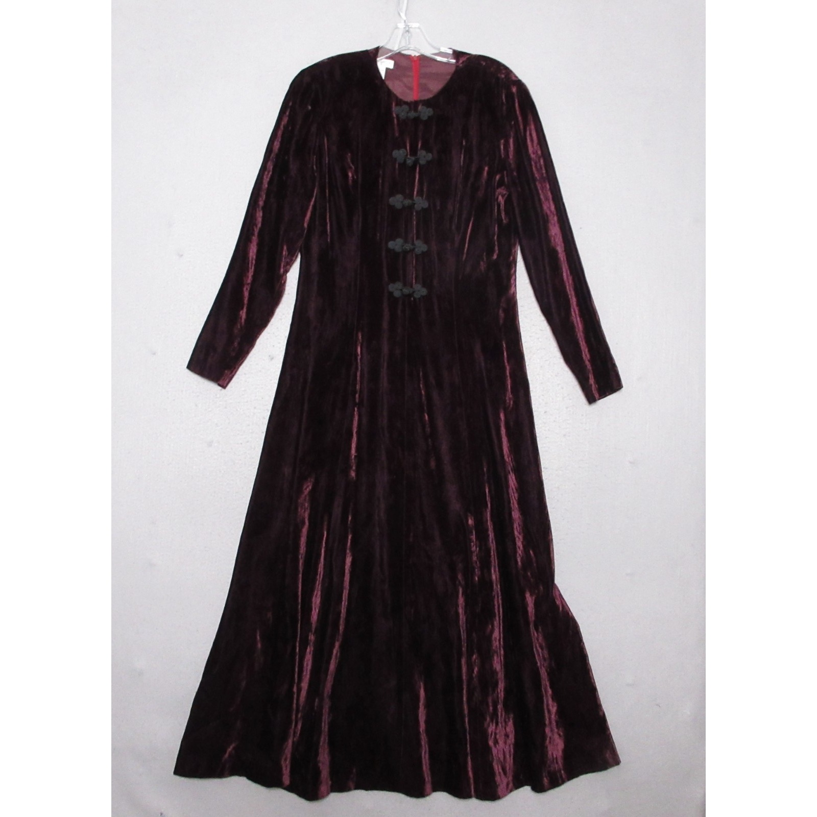Vintage Liz Claiborne Dress 12 Burgundy Velvet Asian Whimsigoth Midi Grunge 90s